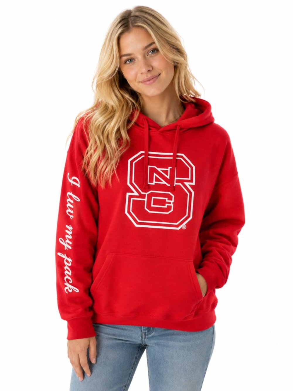 North Carolina State Wolfpack Womens Hoodie Size Medium Love My Pack Sleeve
